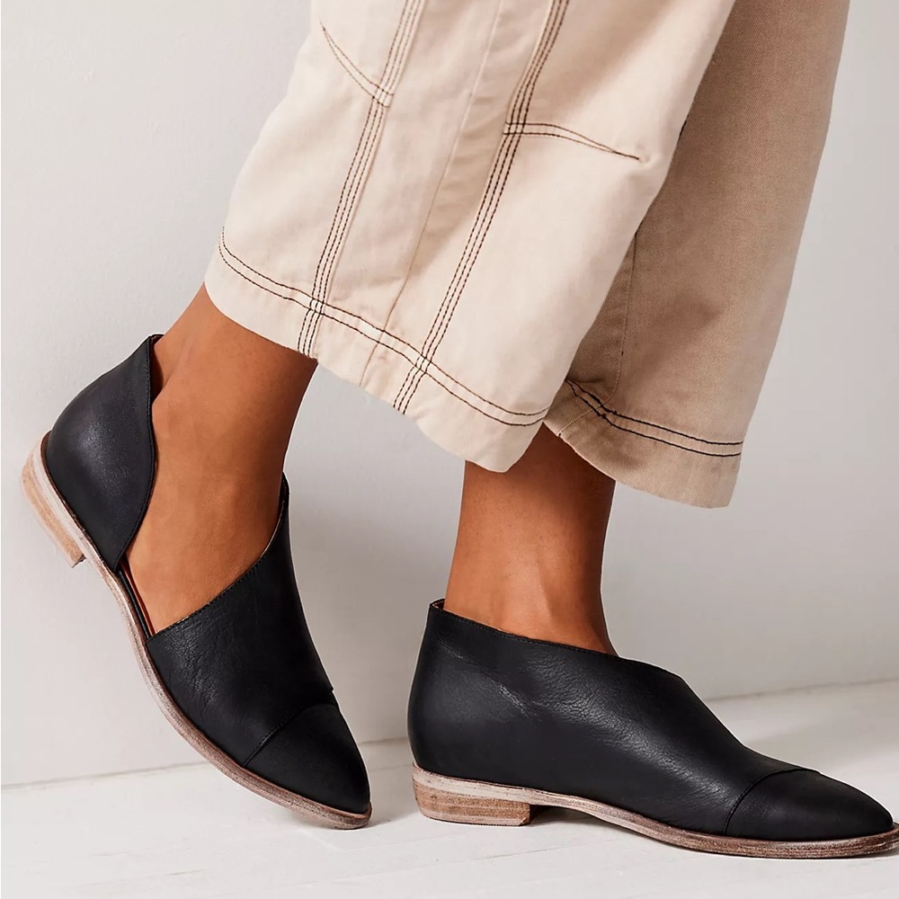 Free People Black Leather Royale Flat 41